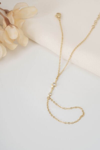 XUPİNG GOLD MİNİ ÜÇGEN YAPRAK DAMLA TAŞLI ŞAHMERAN