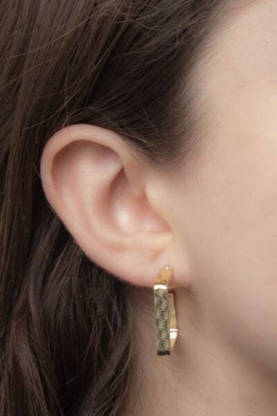 VİP GOLD KARE DESENLİ KÜPE