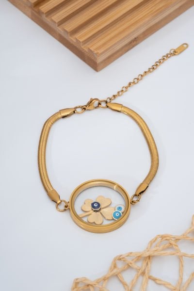 Çelik Kapağı Açılan Yoncalı Bileklik