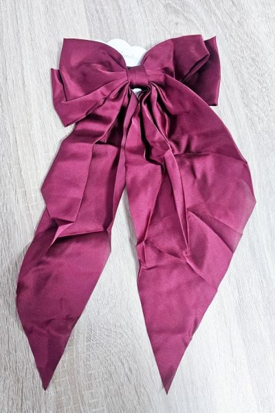 Şık Bordo Saten Fiyonk Saç Aksesuarı
