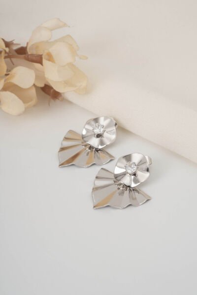 XUPİNG SİLVER MEGA YELPAZE TEK TAŞLI KÜPE