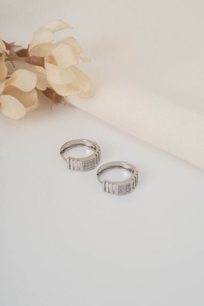 XUPİNG SİLVER ÇİZGİLİ HALKA KÜPE