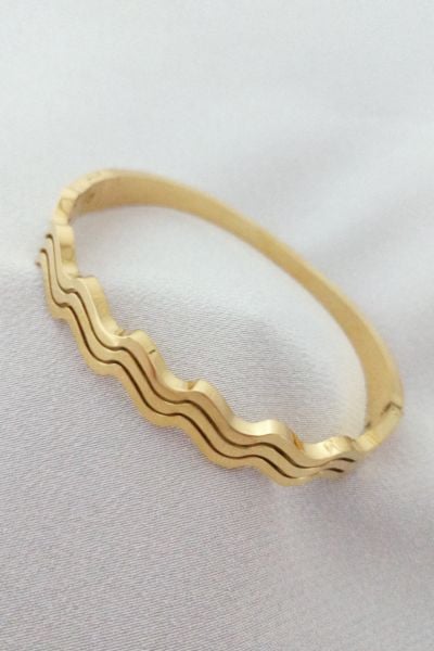 Çelik zikzak bileklik gold