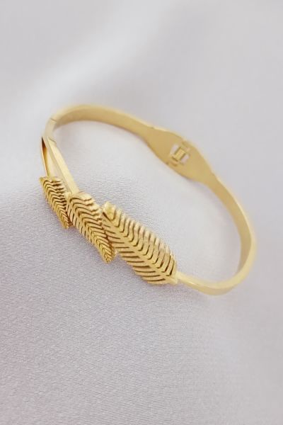 Çelik yaprak bileklik gold