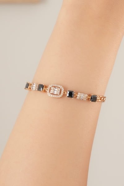 Xuping Baget Taşlı Siyah Bileklik