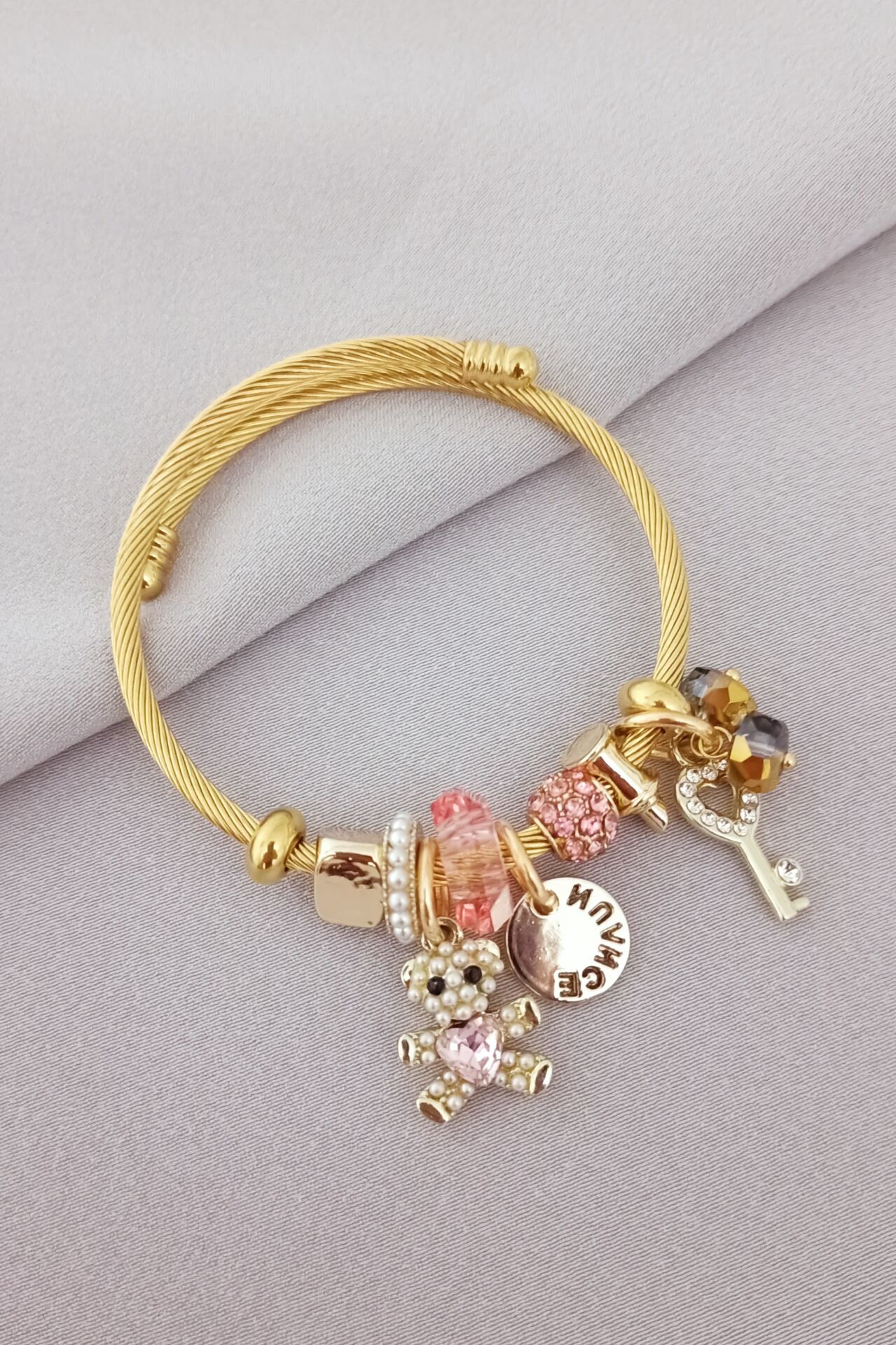Çelik pandora bileklik gold