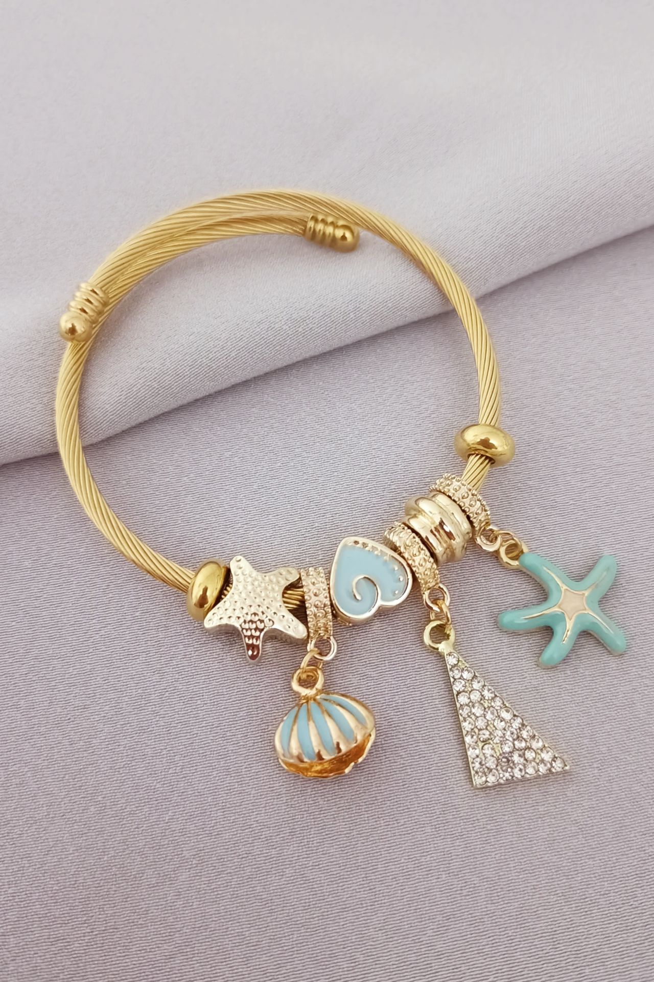 Çelik pandora bileklik gold