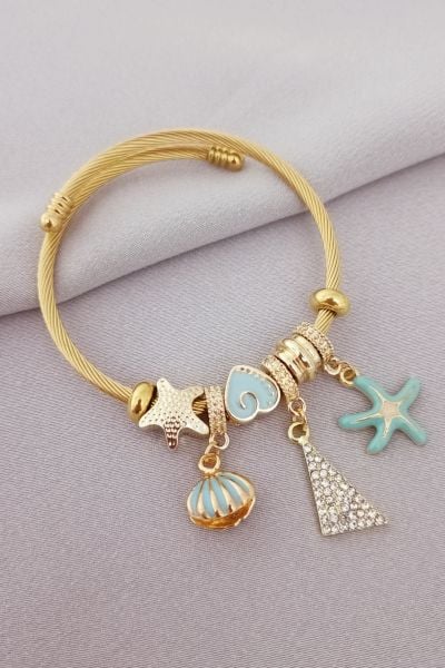 Çelik pandora bileklik gold