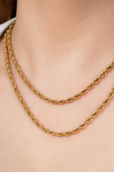 1 m. Altın Kaplama Halat Zincir Kolye