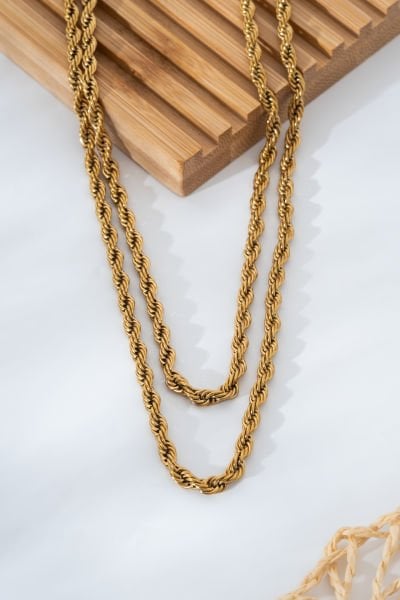 1 m. Altın Kaplama Halat Zincir Kolye