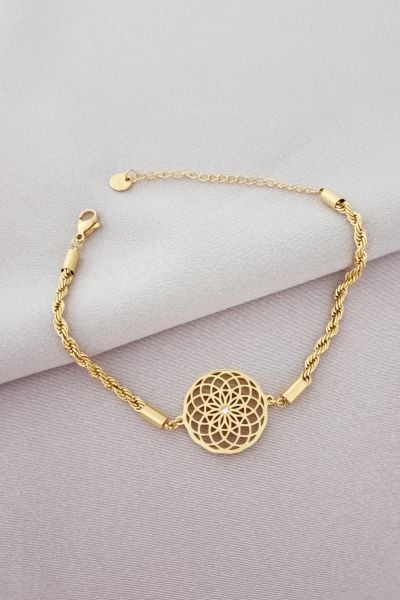 Çelik lotus çiçeği bileklik