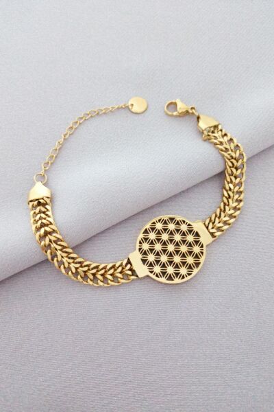 Yaşam çiçeği bileklik gold