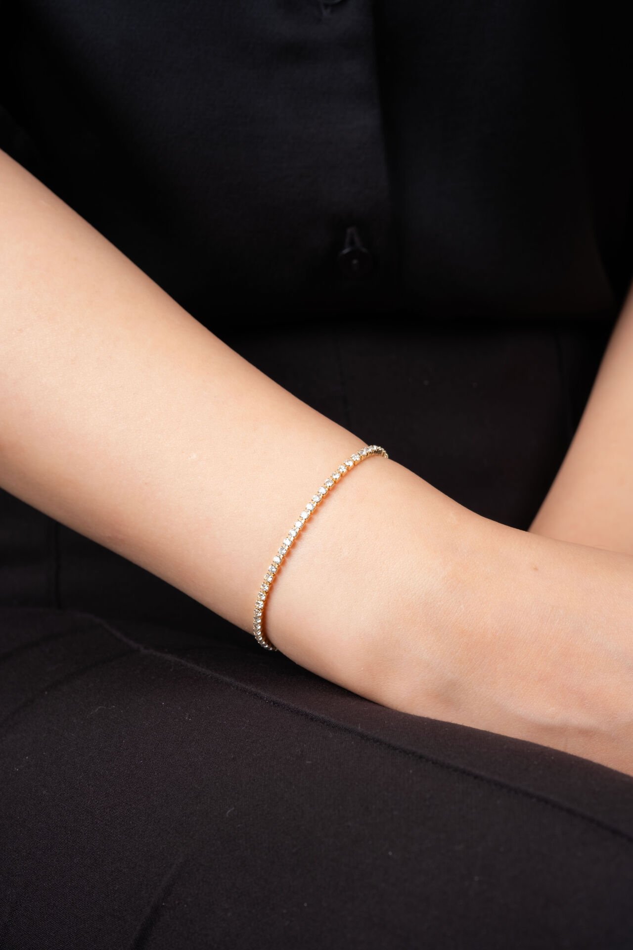 Gold Mini Taşlı Su Yolu Bileklik