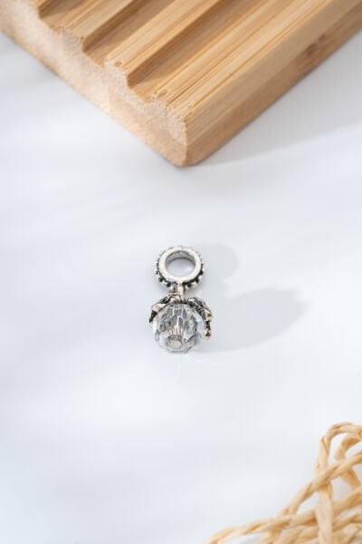 Çelik Kristal Taşlı Charm