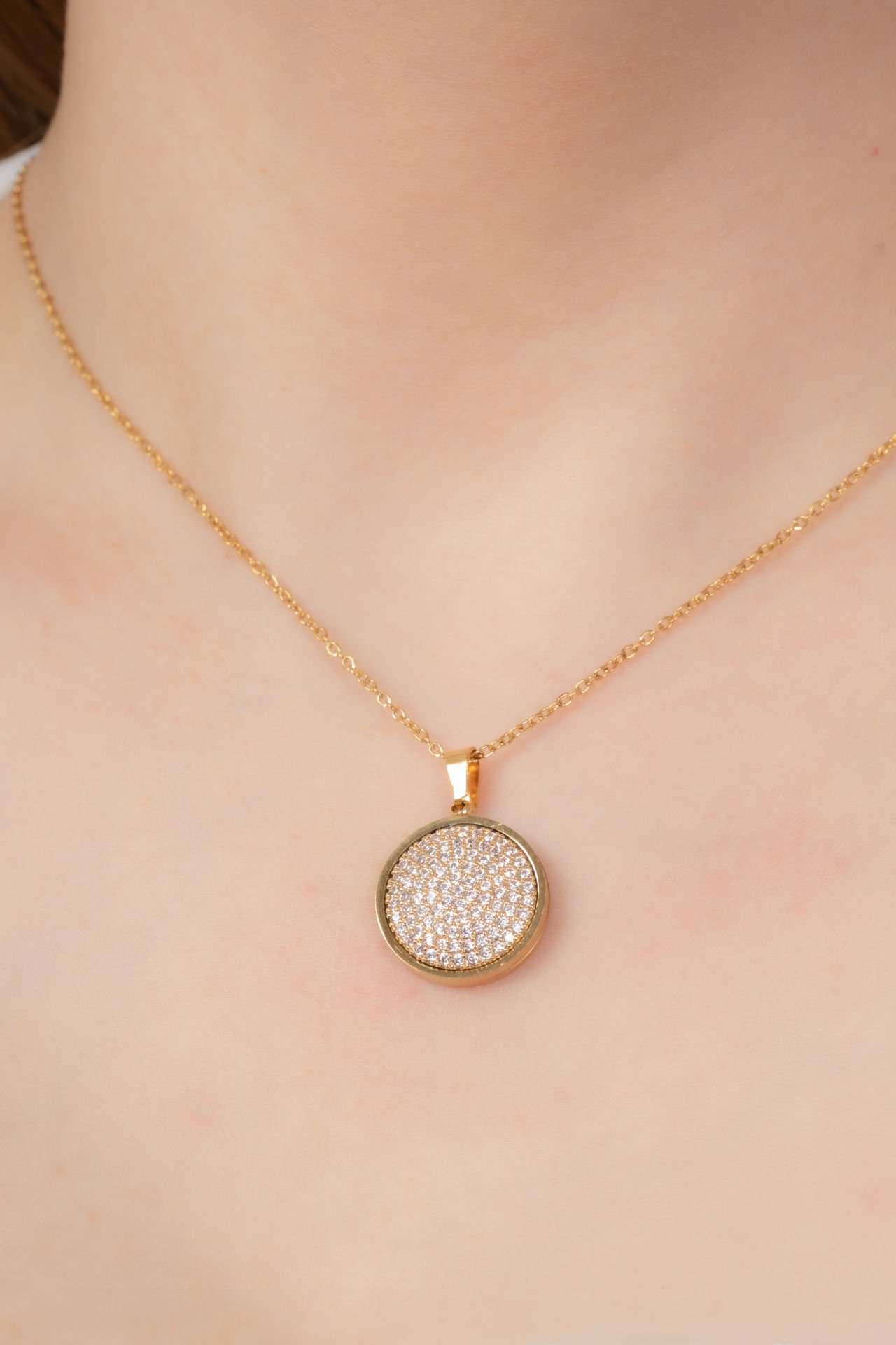 Paslanmaz Çelik Taşlı Kolye